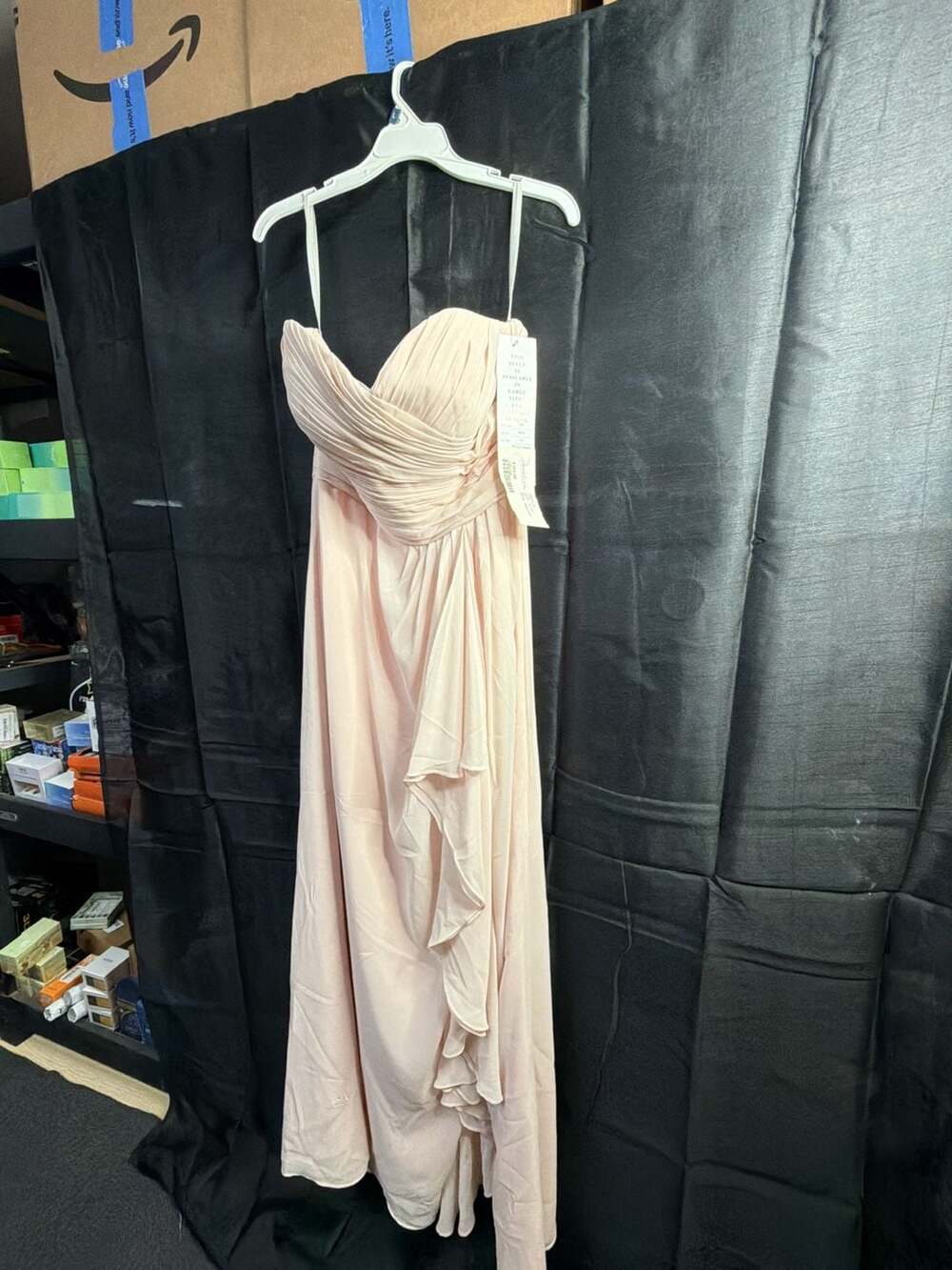 Bill Levkoff Strapless Chiffon Bridesmaid Dress Style 987 Petal Pink Size 12